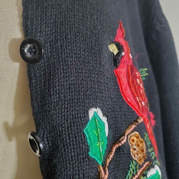 Tiara International VTG Cardinal Christmas Knit Sweater Size XL - Picture 8 of 11